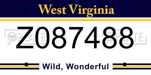 Z087488 West Virginia License Plate