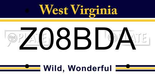 Z08BDA West Virginia License Plate