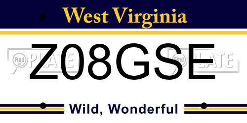 Z08GSE West Virginia License Plate