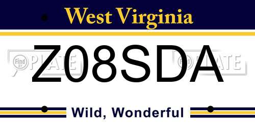 Z08SDA West Virginia License Plate