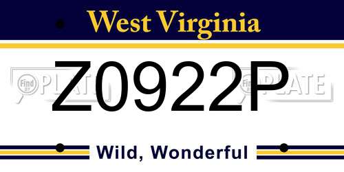 Z0922P West Virginia License Plate