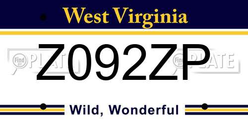 Z092ZP West Virginia License Plate