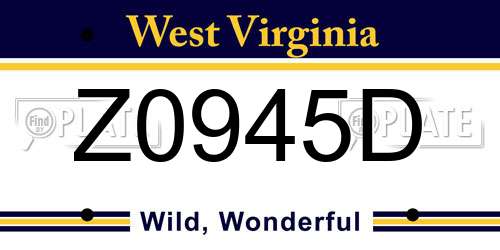 Z0945D West Virginia License Plate