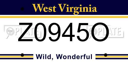 Z0945O West Virginia License Plate
