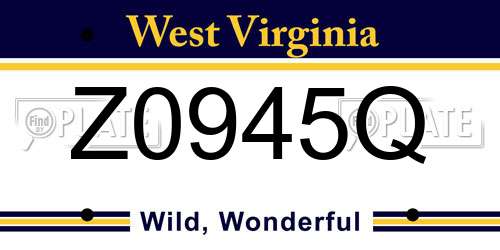 Z0945Q West Virginia License Plate