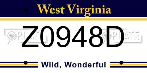 Z0948D West Virginia License Plate