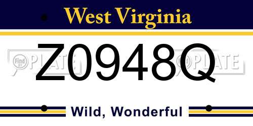 Z0948Q West Virginia License Plate