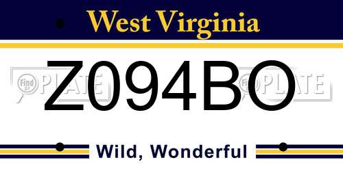 Z094BO West Virginia License Plate