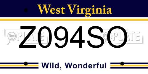 Z094SO West Virginia License Plate