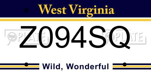 Z094SQ West Virginia License Plate