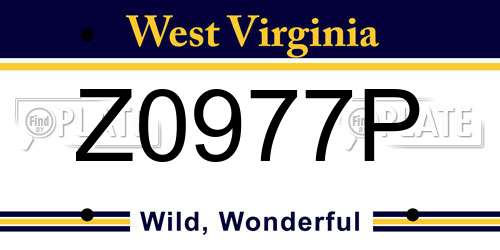 Z0977P West Virginia License Plate