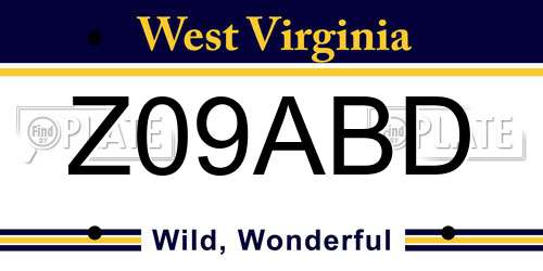 Z09ABD West Virginia License Plate
