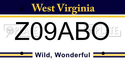 Z09ABO West Virginia License Plate