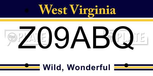 Z09ABQ West Virginia License Plate