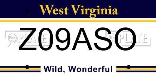 Z09ASO West Virginia License Plate
