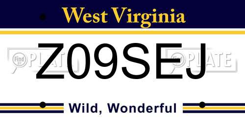 Z09SEJ West Virginia License Plate