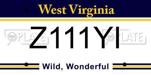Z111YI West Virginia License Plate