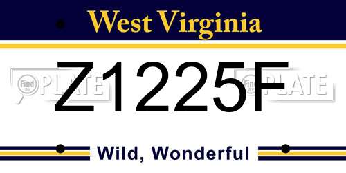Z1225F West Virginia License Plate