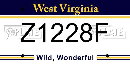 Z1228F West Virginia License Plate