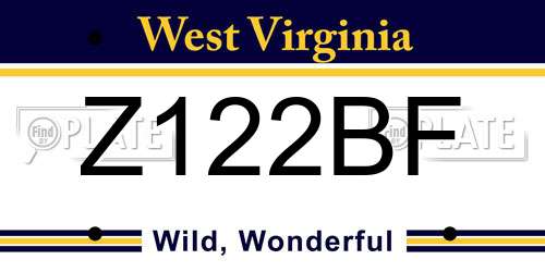 Z122BF West Virginia License Plate