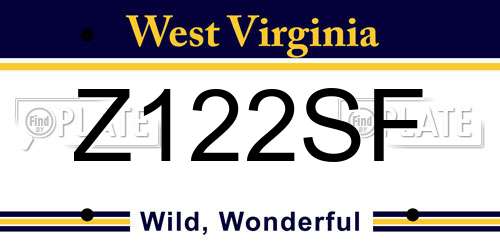 Z122SF West Virginia License Plate