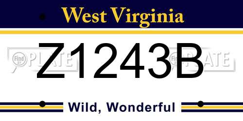 Z1243B West Virginia License Plate