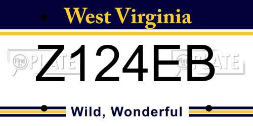 Z124EB West Virginia License Plate