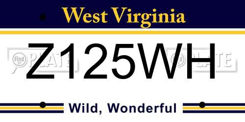 Z125WH West Virginia License Plate