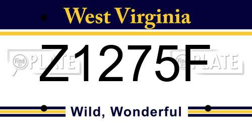 Z1275F West Virginia License Plate