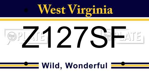 Z127SF West Virginia License Plate