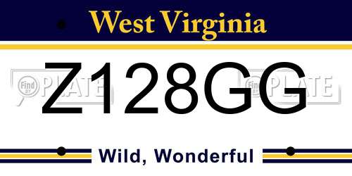Z128GG West Virginia License Plate