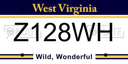 Z128WH West Virginia License Plate