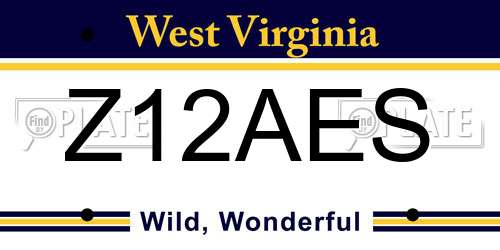 Z12AES West Virginia License Plate