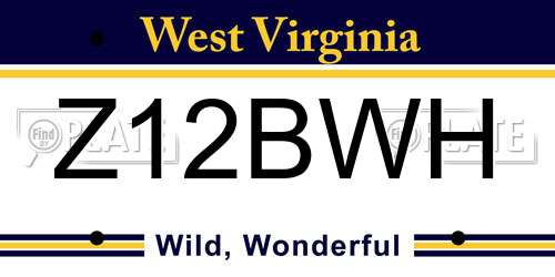 Z12BWH West Virginia License Plate