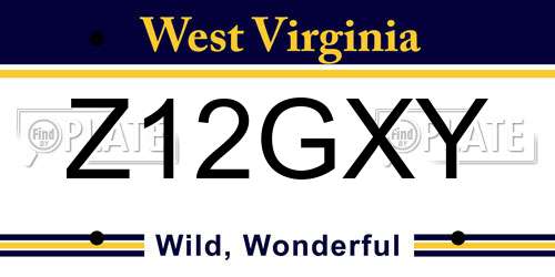 Z12GXY West Virginia License Plate