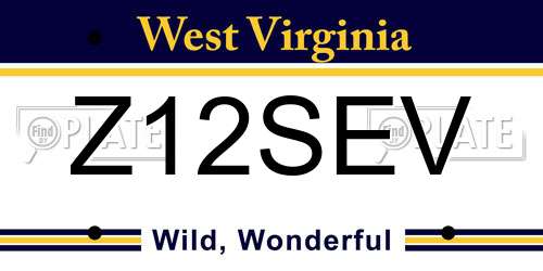 Z12SEV West Virginia License Plate