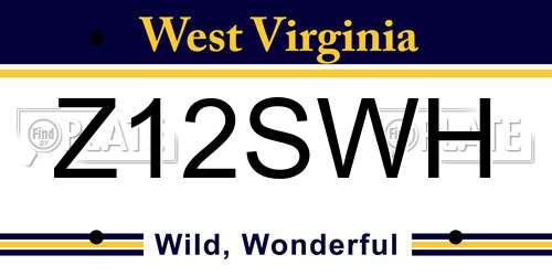 Z12SWH West Virginia License Plate