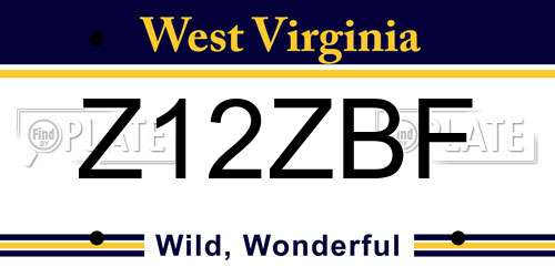 Z12ZBF West Virginia License Plate