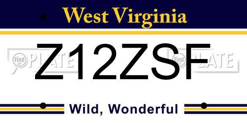 Z12ZSF West Virginia License Plate