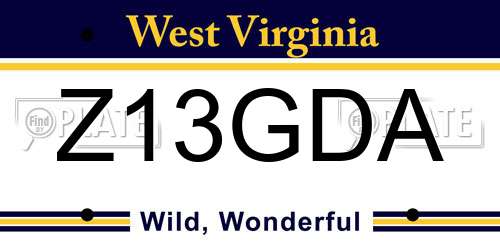 Z13GDA West Virginia License Plate