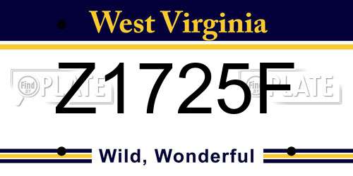 Z1725F West Virginia License Plate