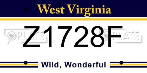 Z1728F West Virginia License Plate