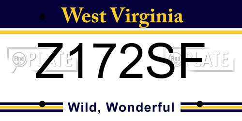Z172SF West Virginia License Plate