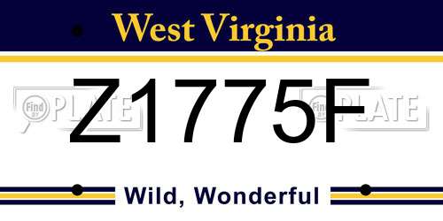 Z1775F West Virginia License Plate