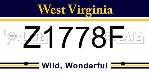 Z1778F West Virginia License Plate