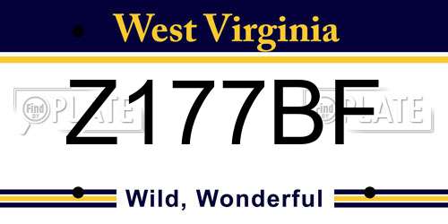 Z177BF West Virginia License Plate