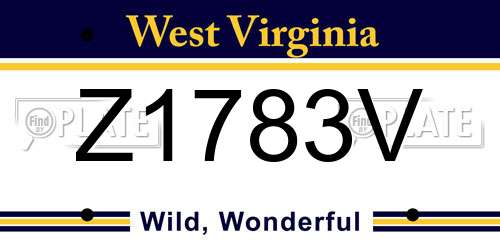 Z1783V West Virginia License Plate