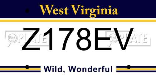 Z178EV West Virginia License Plate