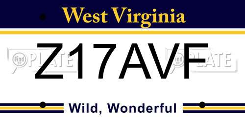 Z17AVF West Virginia License Plate