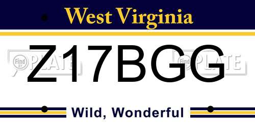Z17BGG West Virginia License Plate